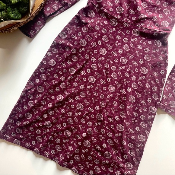 Mata Traders Fair Trade Organic Long Sleeve Wrap Dress | Size Small - Picture 4 of 10